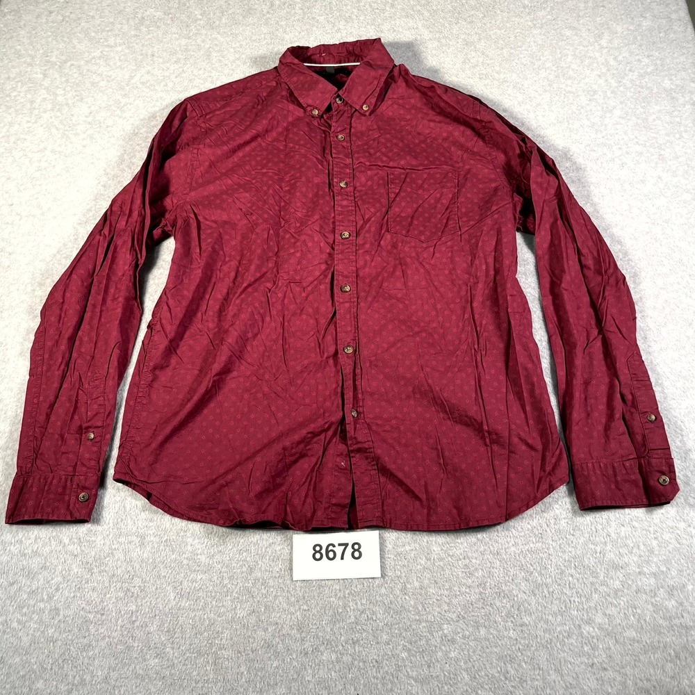Aeropostale Shirt Mens XL Burgundy Micro Print Cotton Collared‎ Button Down
